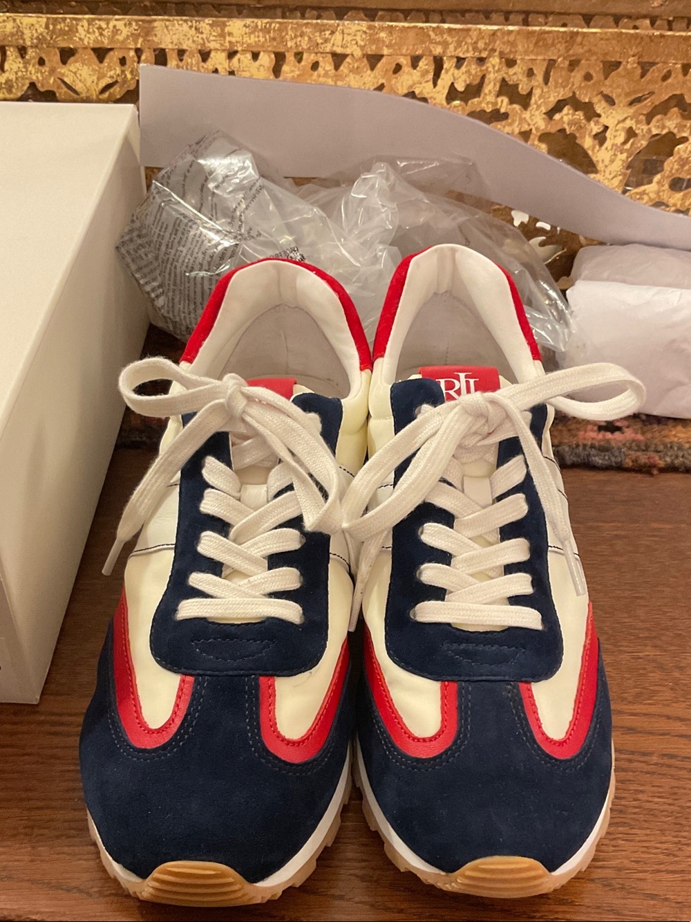 Brand new9.5B Ralph Lauren RED WHITE AND BLUE Sneakers. Bought & never wore 2026